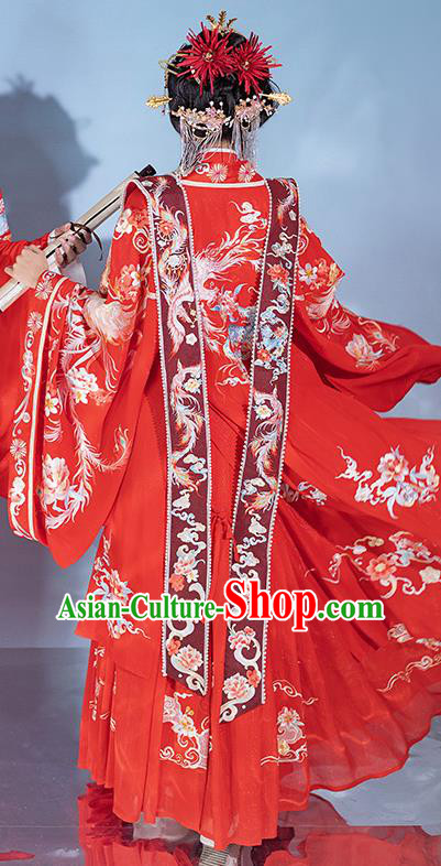 Chinese Traditional Wedding Red Dress Ming Dynasty Bride Garment Costumes Ancient Hanfu Empress Clothing