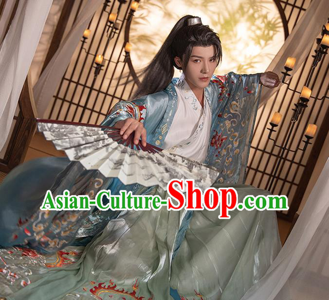 China Ancient Young Swordsman Clothing Traditional Embroidered Hanfu Jin Dynasty Prince Garment Costumes
