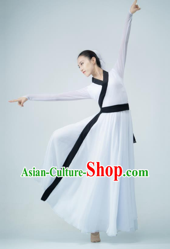 Chinese Swordsman Dance White Dress Dance Competition Clothing Classical Dance Costume