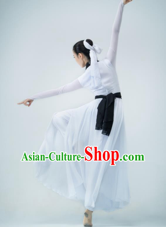 Chinese Swordsman Dance White Dress Dance Competition Clothing Classical Dance Costume