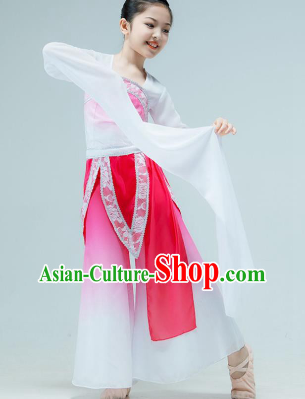Chinese Water Sleeve Dance Garment Classical Dance Clothing Stage Performance Costume Children Tao Yao Dance Pink Dress