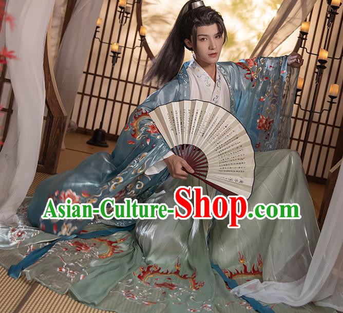 Chinese Traditional Hanfu Garments Ancient Noble Childe Clothing Jin Dynasty Swordsman Costumes