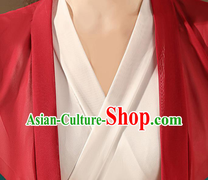 Chinese Traditional Female Swordsman Costumes Southern and Northern Dynasties Red Hanfu Dress Ancient Young Woman Clothing