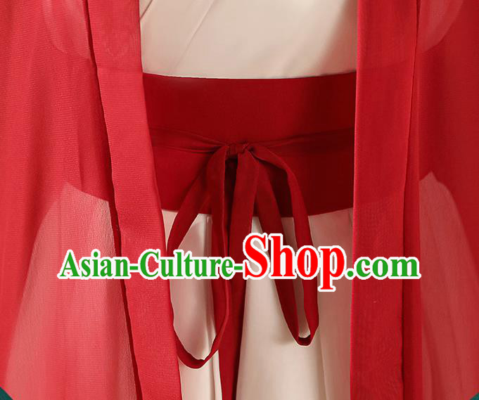 Chinese Traditional Female Swordsman Costumes Southern and Northern Dynasties Red Hanfu Dress Ancient Young Woman Clothing