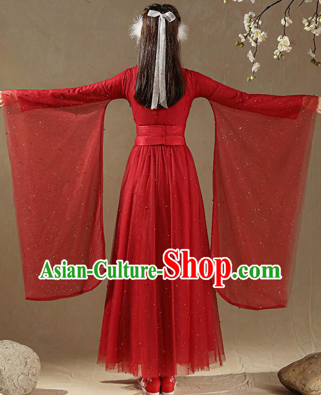 Chinese Ancient Goddess Costumes Traditional Red Hanfu Dress Jin Dynasty Princess Clothing