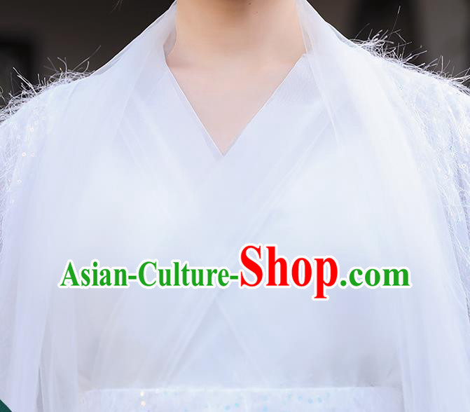 Chinese Song Dynasty Young Lady Clothing Ancient Fairy Costumes Traditional White Hanfu Dress