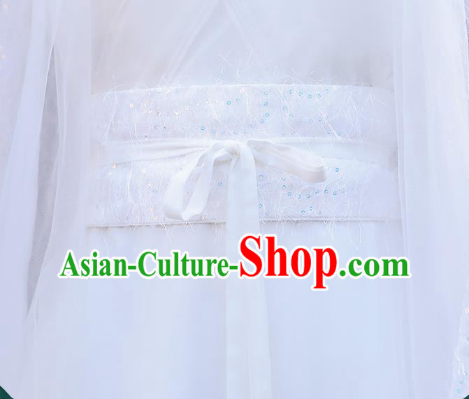 Chinese Song Dynasty Young Lady Clothing Ancient Fairy Costumes Traditional White Hanfu Dress