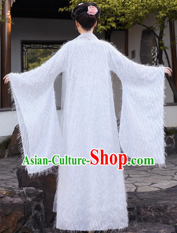 Chinese Song Dynasty Young Lady Clothing Ancient Fairy Costumes Traditional White Hanfu Dress
