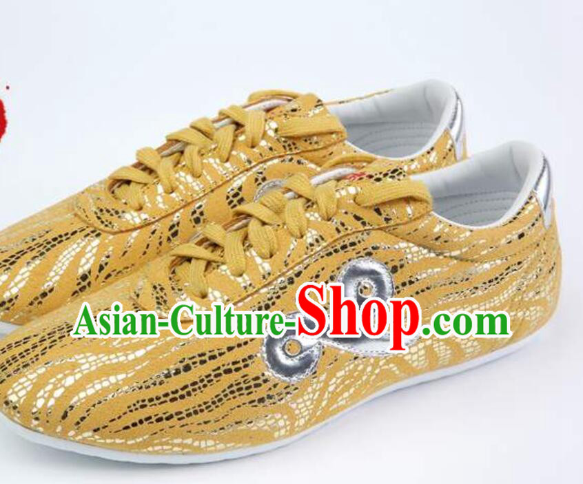 Top Wushu Competition Shoes Chinese Kung Fu Shoes Handmade Golden Martial Arts Shoes