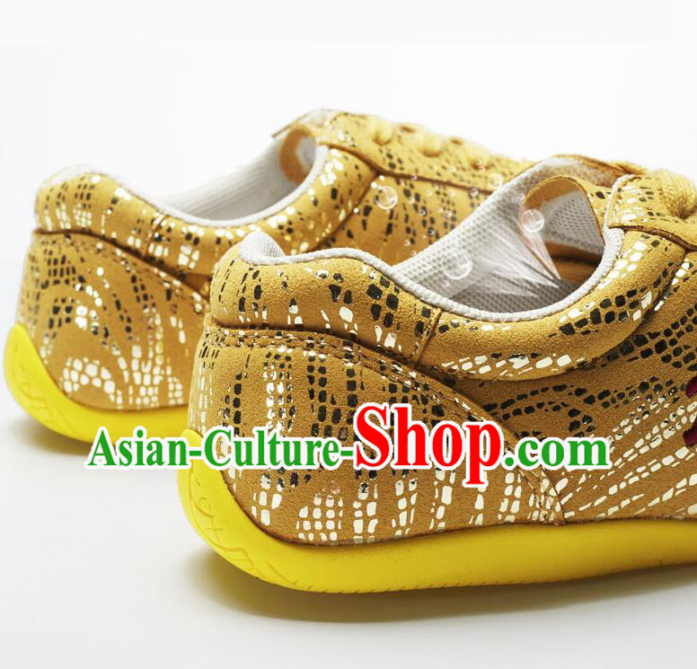 Top Handmade Golden Martial Arts Shoes Wushu Competition Shoes Chinese Kung Fu Shoes