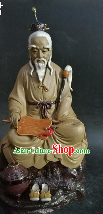 14 inches Tai Shang Lao Jun Statue Chinese Ceramic Craft Handmade Shi Wan Porcelain Lord Lao Zi Arts