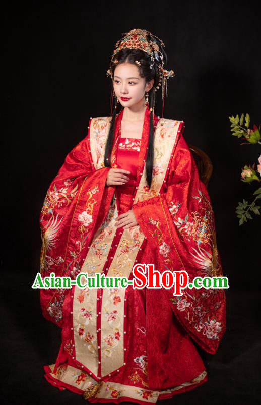 Chinese Ancient Empress Clothing Embroidered Hanfu Wedding Dresses Ming Dynasty Bride Garment Costumes