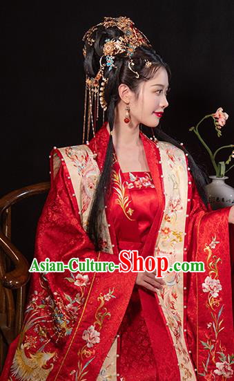 Chinese Ancient Empress Clothing Embroidered Hanfu Wedding Dresses Ming Dynasty Bride Garment Costumes