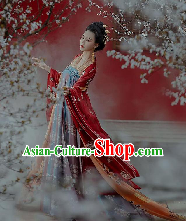 Chinese Tang Dynasty Court Woman Clothing Ancient Imperial Consort Hanfu Dress Traditional Historical Costumes Complete Set