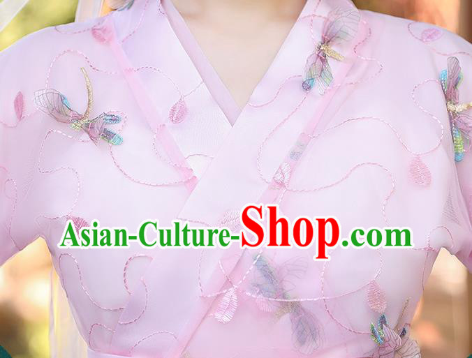 Chinese Traditional Garment Costume Ancient Fairy Pink Dress Clothing