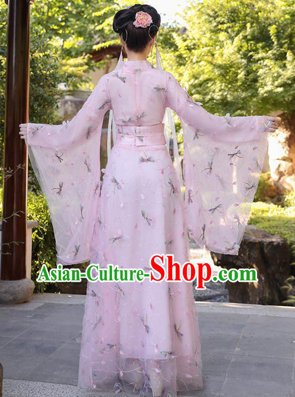 Chinese Traditional Garment Costume Ancient Fairy Pink Dress Clothing