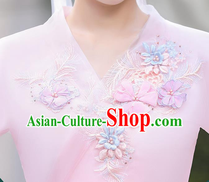 Chinese Ancient Fairy Pink Dress Clothing Traditional Garment Costume