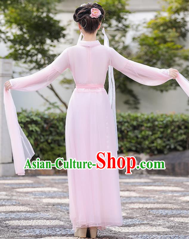 Chinese Ancient Fairy Pink Dress Clothing Traditional Garment Costume