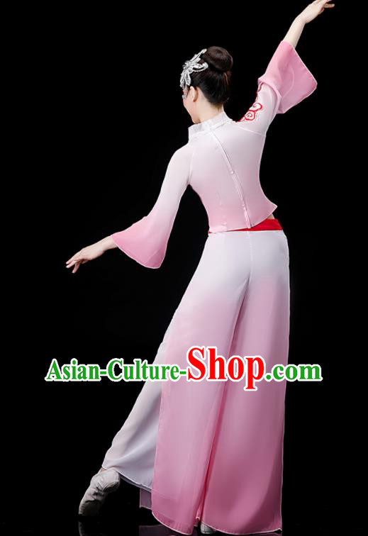 Chinese Folk Dance Pink Outfit Fan Dance Costumes Yangko Dance Clothing