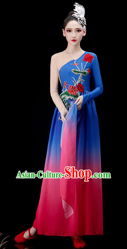 Chinese Women Group Dance Costume Classical Dance Clothing Umbrella Dance Dress