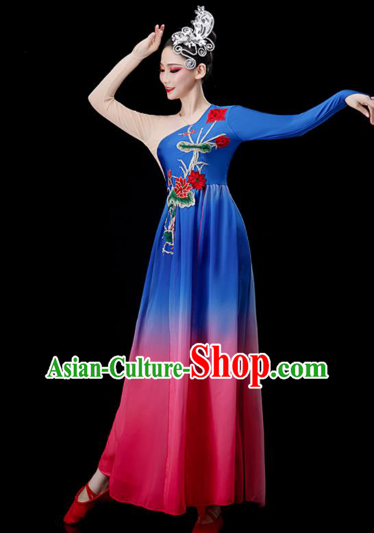 Chinese Women Group Dance Costume Classical Dance Clothing Umbrella Dance Dress