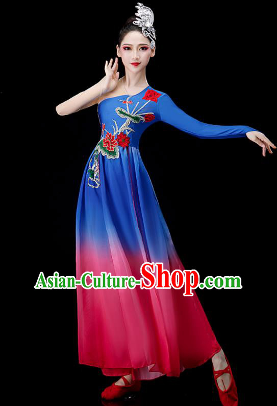 Chinese Women Group Dance Costume Classical Dance Clothing Umbrella Dance Dress