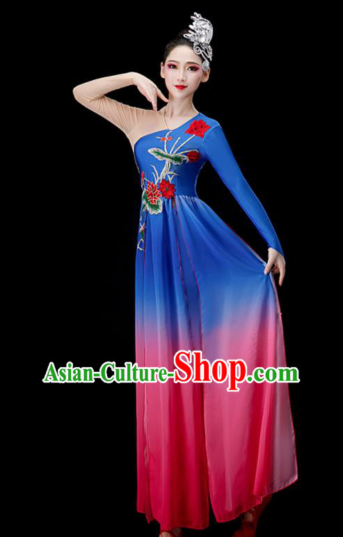 Chinese Women Group Dance Costume Classical Dance Clothing Umbrella Dance Dress