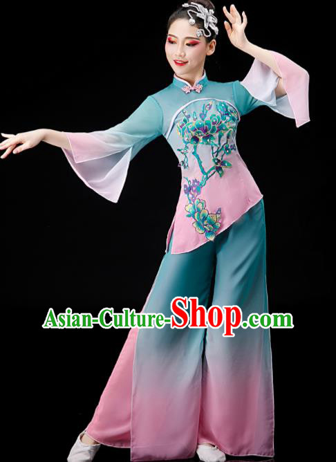 Chinese Folk Dance Gradient Outfit Women Group Dance Costume Yangko Dance Clothing