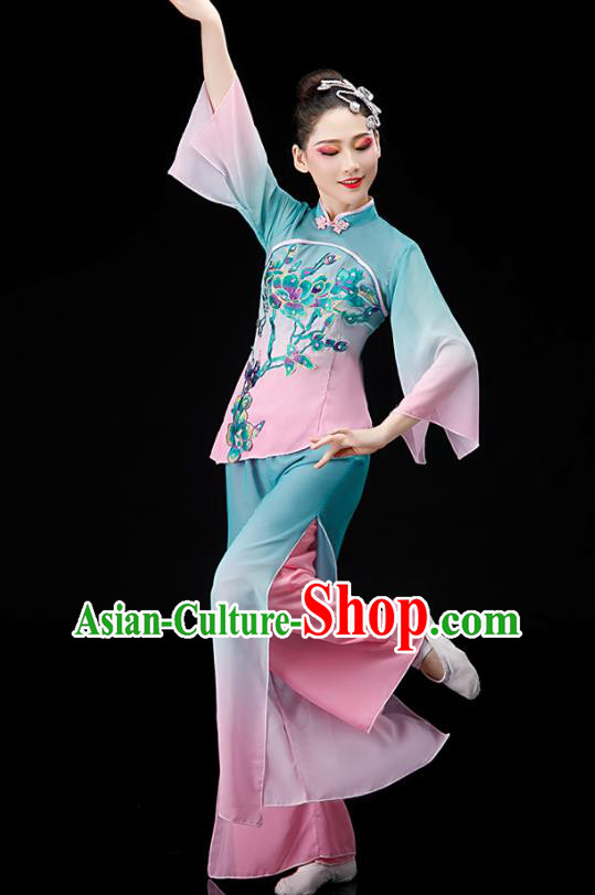 Chinese Folk Dance Gradient Outfit Women Group Dance Costume Yangko Dance Clothing