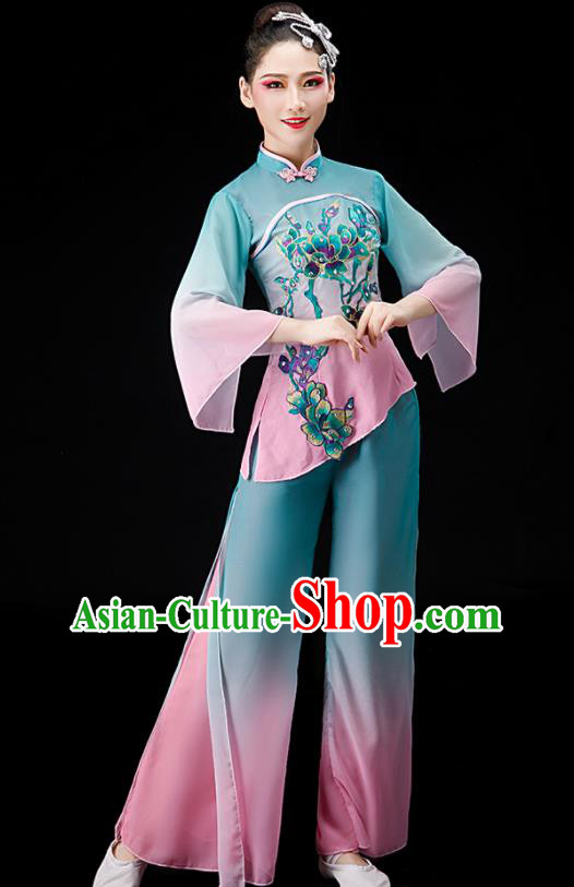 Chinese Folk Dance Gradient Outfit Women Group Dance Costume Yangko Dance Clothing