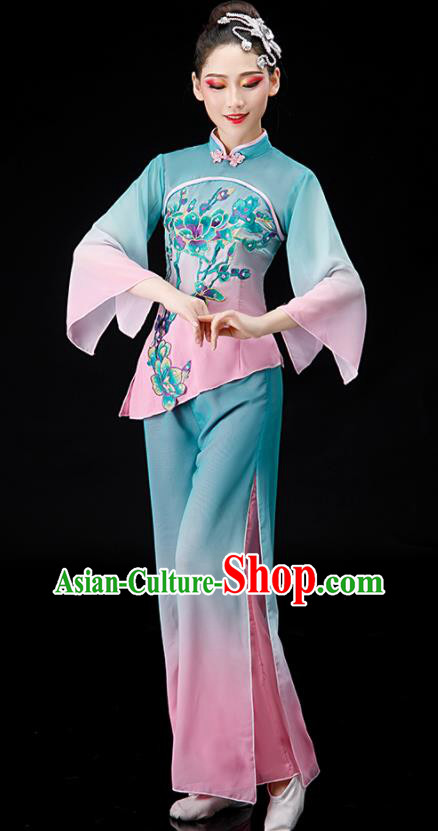 Chinese Folk Dance Gradient Outfit Women Group Dance Costume Yangko Dance Clothing