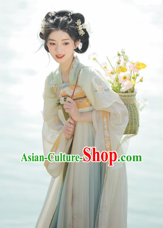 Chinese Ancient Young Lady Dress Tang Dynasty Garment Costumes Traditional Hanfu Clothing