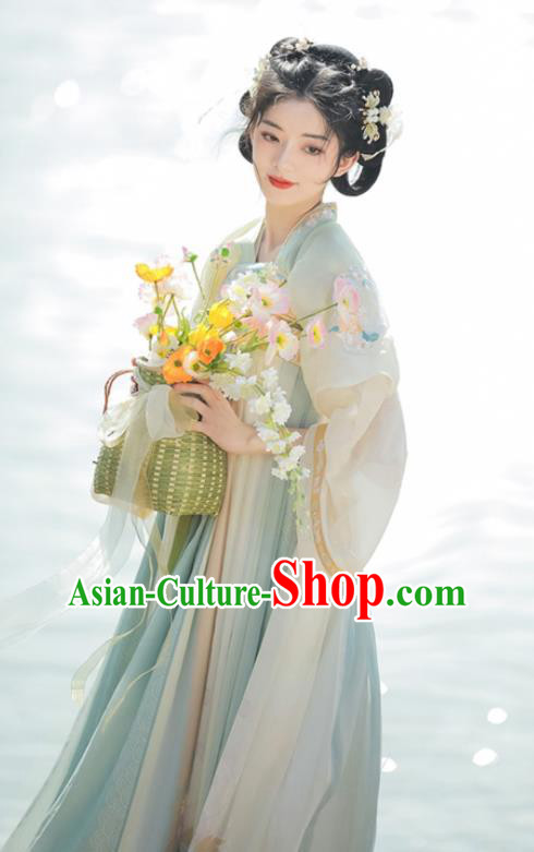 Chinese Ancient Young Lady Dress Tang Dynasty Garment Costumes Traditional Hanfu Clothing