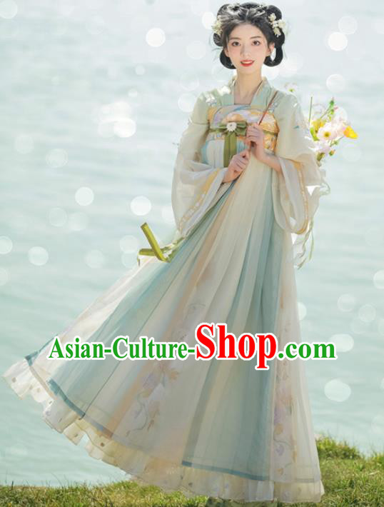 Chinese Ancient Young Lady Dress Tang Dynasty Garment Costumes Traditional Hanfu Clothing