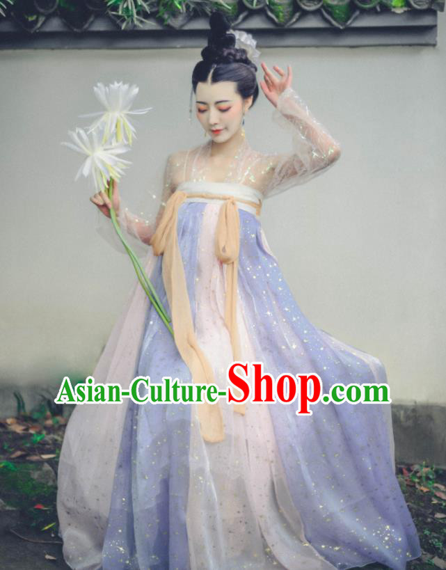 Chinese Ancient Fairy Dress Tang Dynasty Young Women Garment Costumes Traditional Hanfu Clothing