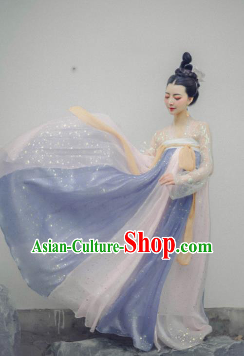 Chinese Ancient Fairy Dress Tang Dynasty Young Women Garment Costumes Traditional Hanfu Clothing