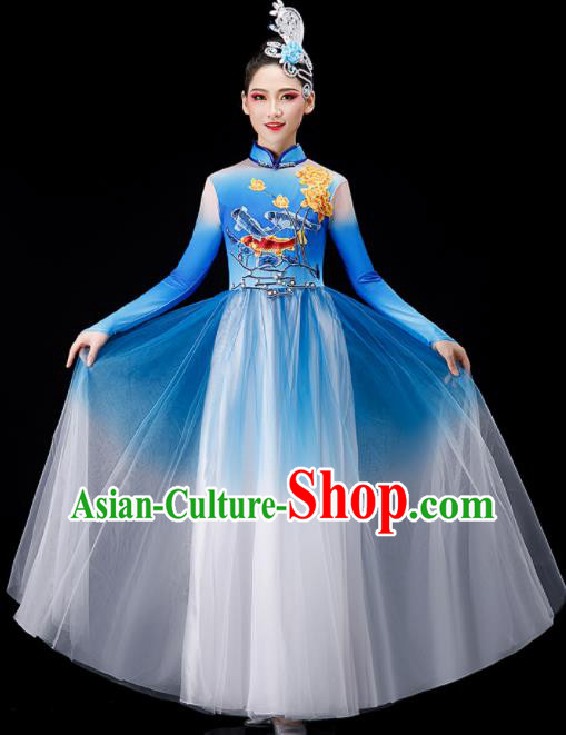 Chinese Classical Dance Blue Dress Opening Dance Costume Stage Performance Clothing