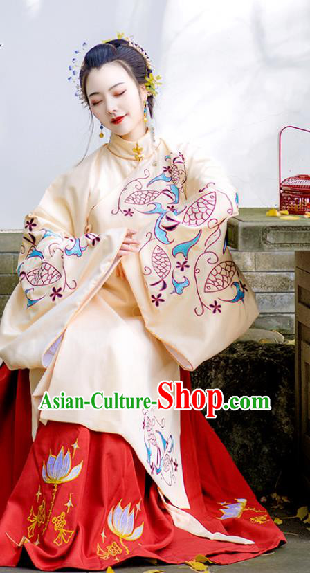 Chinese Traditional Hanfu Dress Ancient Beautiful Woman Clothing Ming Dynasty Princess Garment Costumes