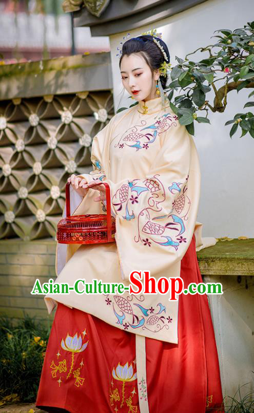 Chinese Traditional Hanfu Dress Ancient Beautiful Woman Clothing Ming Dynasty Princess Garment Costumes