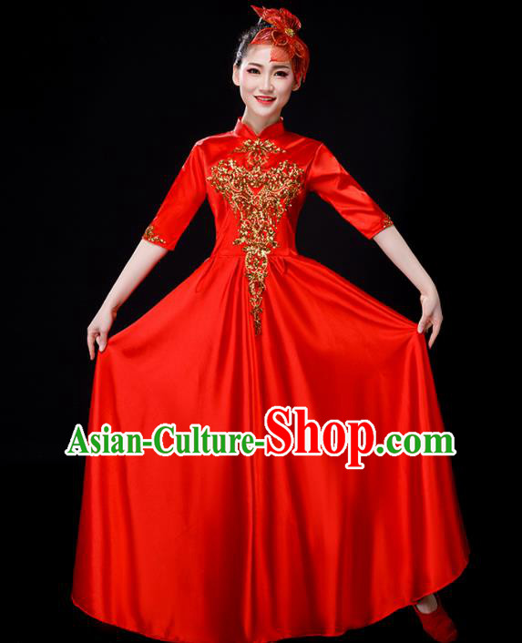 Chinese Opening Dance Costume Spring Festival Gala Stage Performance Clothing Modern Dance Red Dress