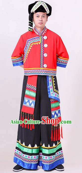 Chinese Miao Nationality Dance Costume Ethnic Male Festival Clothing Folk Dance Black Outfit