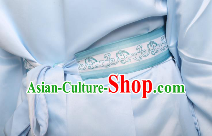 Chinese Swordsman Dance Blue Dress Ancient Prince Garment Costume Classical Dance Clothing