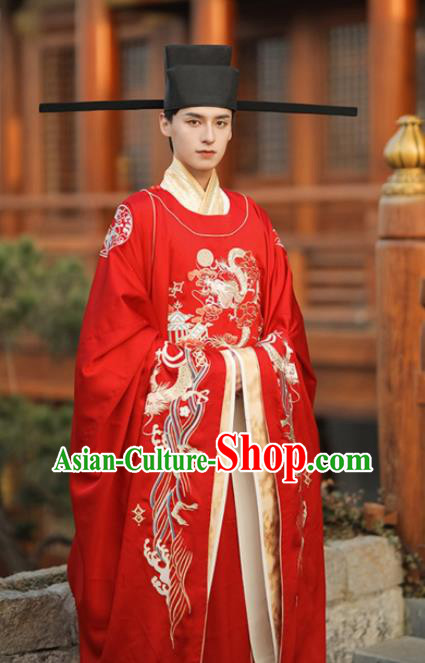 Chinese Traditional Wedding Garment Costumes Song Dynasty Bride and Groom Embroidered Clothing Complete Set