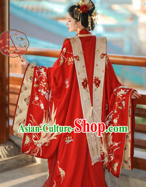 Chinese Traditional Wedding Garment Costumes Song Dynasty Bride and Groom Embroidered Clothing Complete Set
