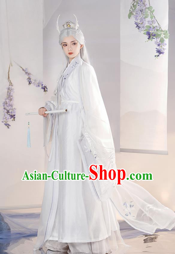 Chinese Song Dynasty Court Princess Costumes Traditional Hanfu Dress Ancient Goddess White Clothing