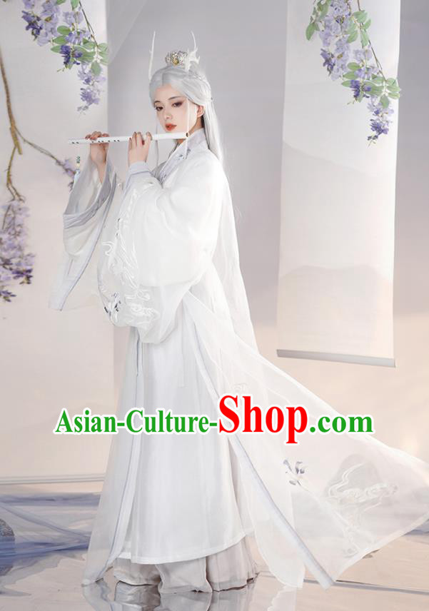 Chinese Song Dynasty Court Princess Costumes Traditional Hanfu Dress Ancient Goddess White Clothing