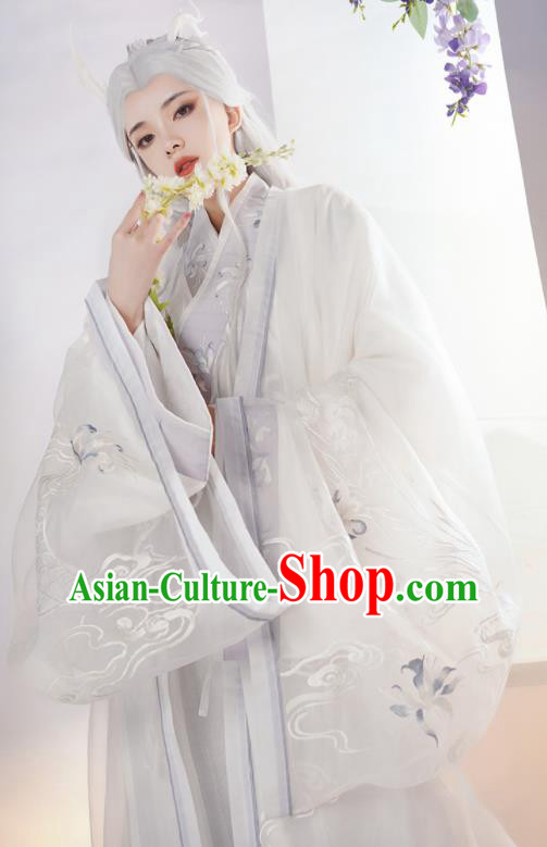 Chinese Song Dynasty Court Princess Costumes Traditional Hanfu Dress Ancient Goddess White Clothing