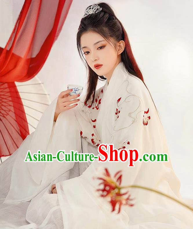 Chinese Ancient Prince White Clothing Song Dynasty Scholar Costumes Traditional Hanfu Garments