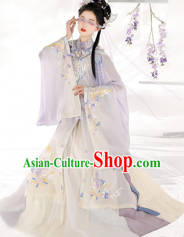 Chinese Ancient Palace Lady Clothing Ming Dynasty Princess Embroidered Dress Traditional Hanfu Garment Costumes
