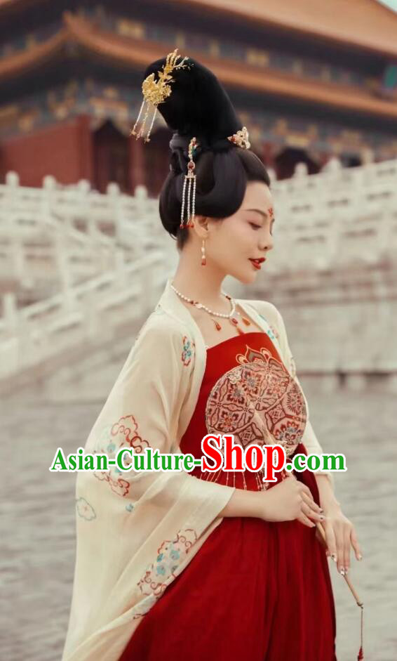 Chinese Tang Dynasty Royal Princess Garment Costumes Ancient Imperial Concubine Dress Clothing
